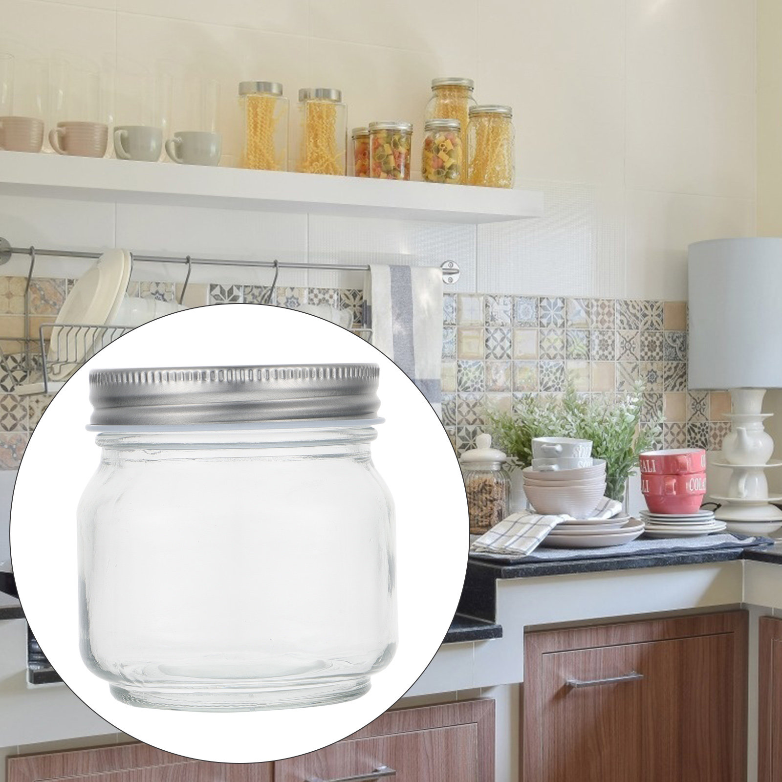 Food Storage Glass Jar - 6Pcs Mason Glass Jar Set Thick