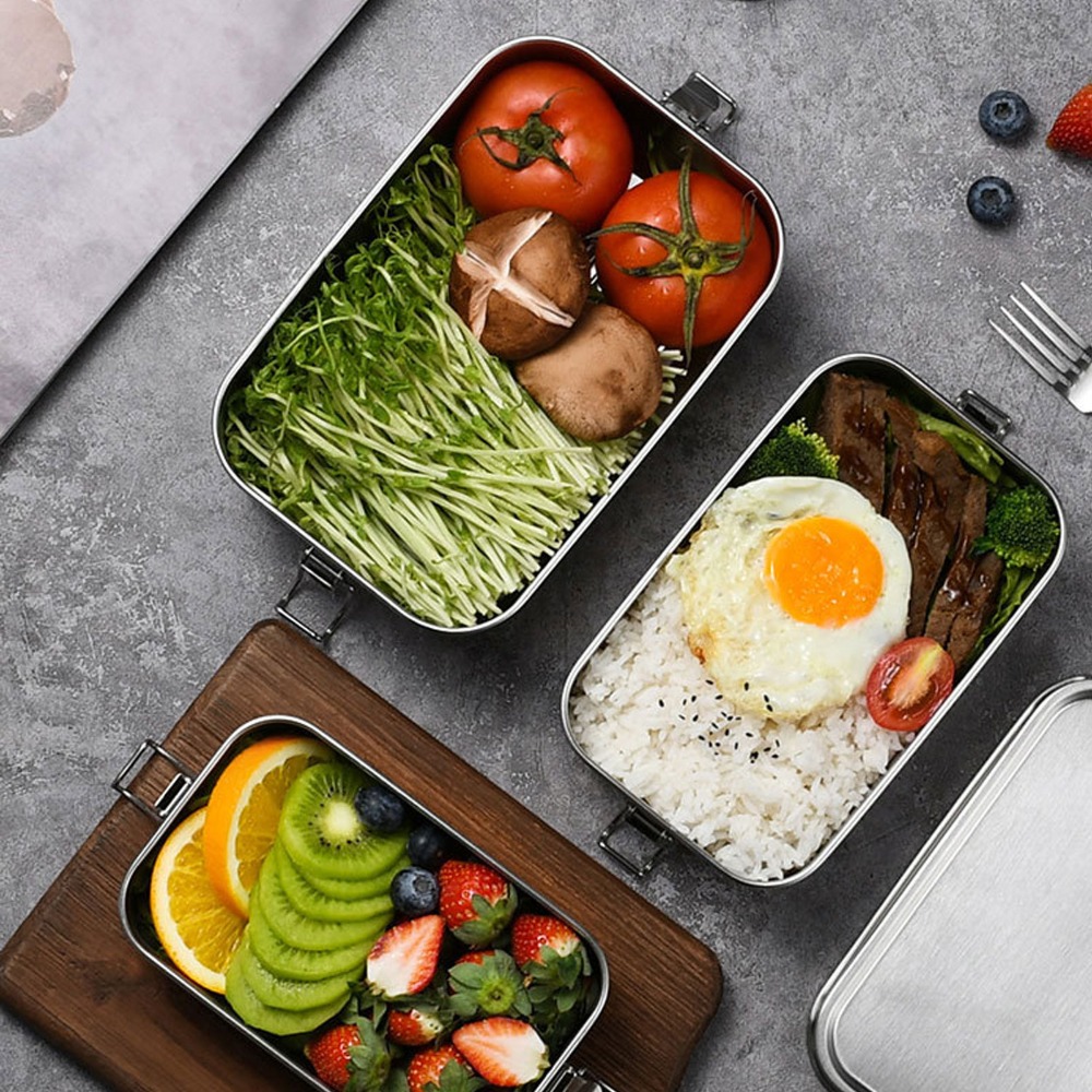 Food Storage With Compartments - 2PCS Practical 304 Stainless Steel Lunch