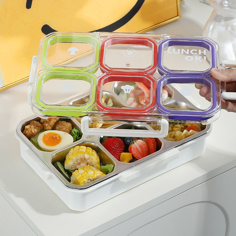 Food Storage With Compartments - 6 Compartment Stainless Steel Lunch Box
