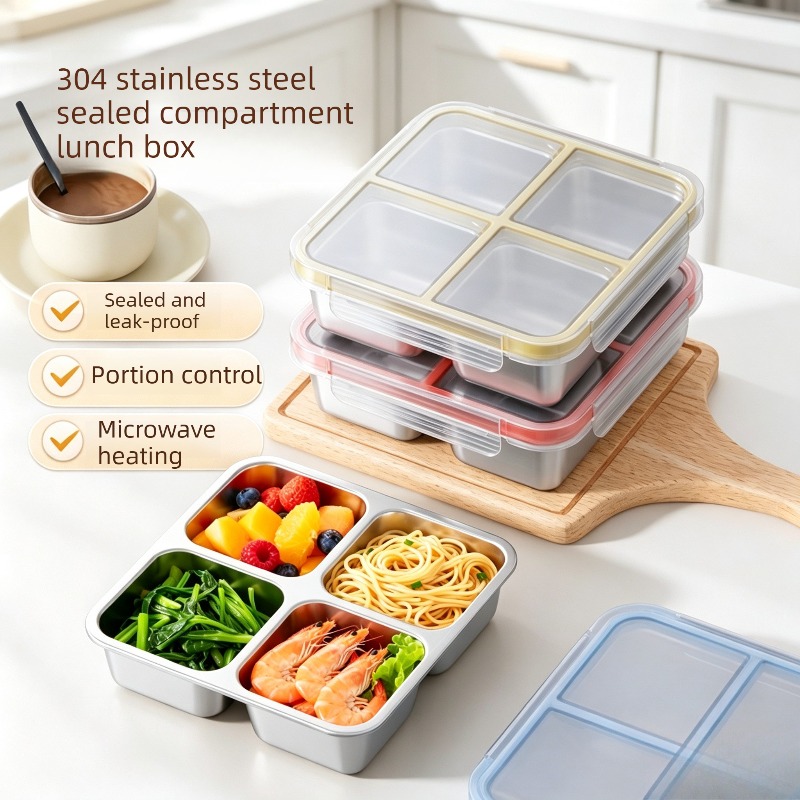 Food Storage With Compartments - 304 Stainless Steel Compartment Lunch Box