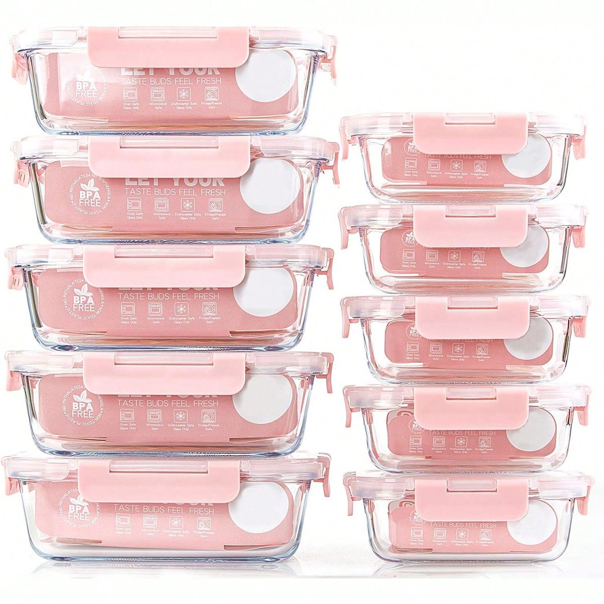Food Storage Glass Jar - 10 Pack Glass Meal Prep Containers,