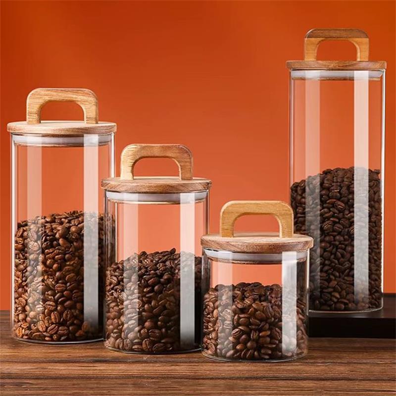 Food Storage Glass Jar - Clear Glass Jar with Bamboo Lid