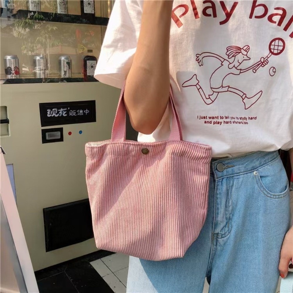 Food Storage With Compartments - Trendy Corduroy Lunch Bag Cotton Cloth