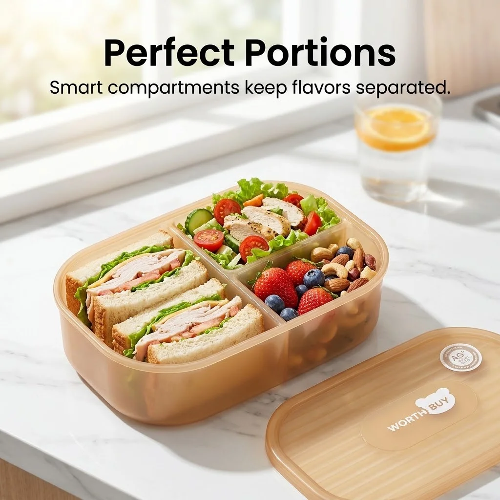 Detachable Plastic Bento Box M - огляд і ціна Food Storage With Compartments