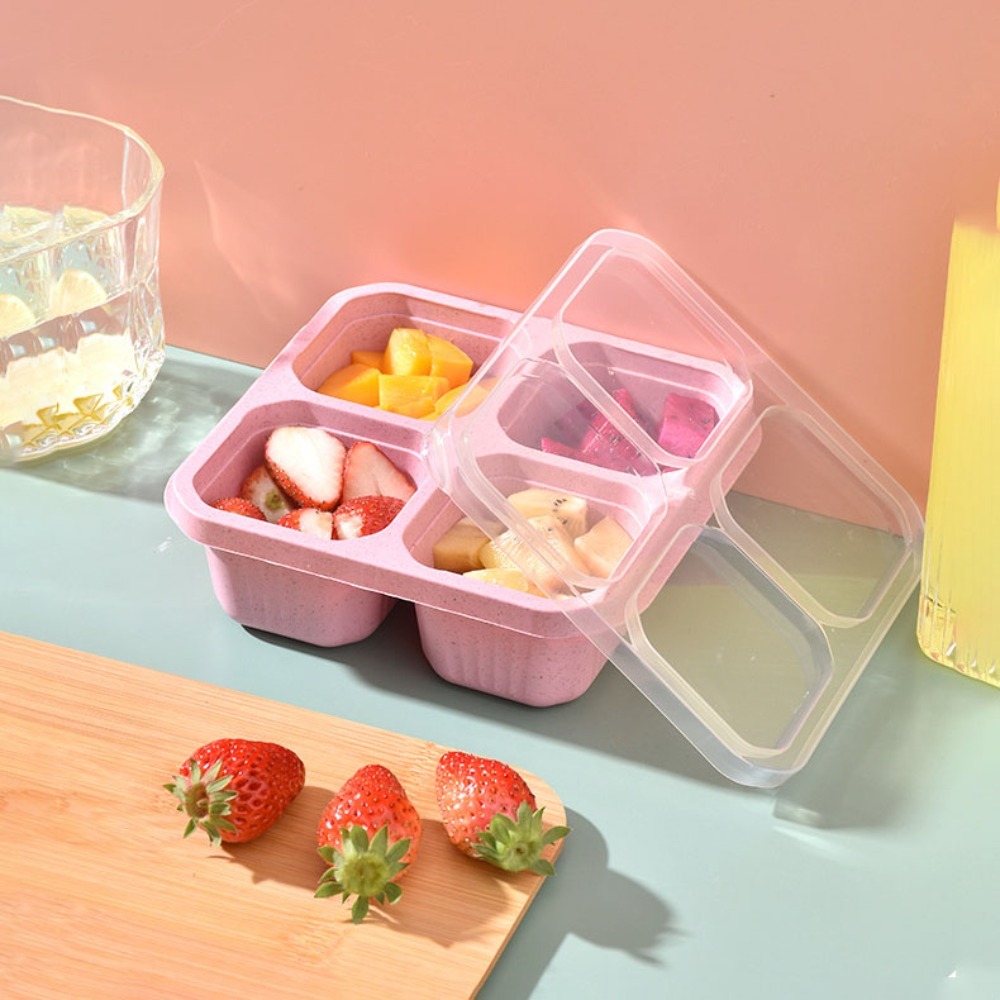 1pc Reusable Wheat Straw 4 Com - огляд і ціна Food Storage With Compartments