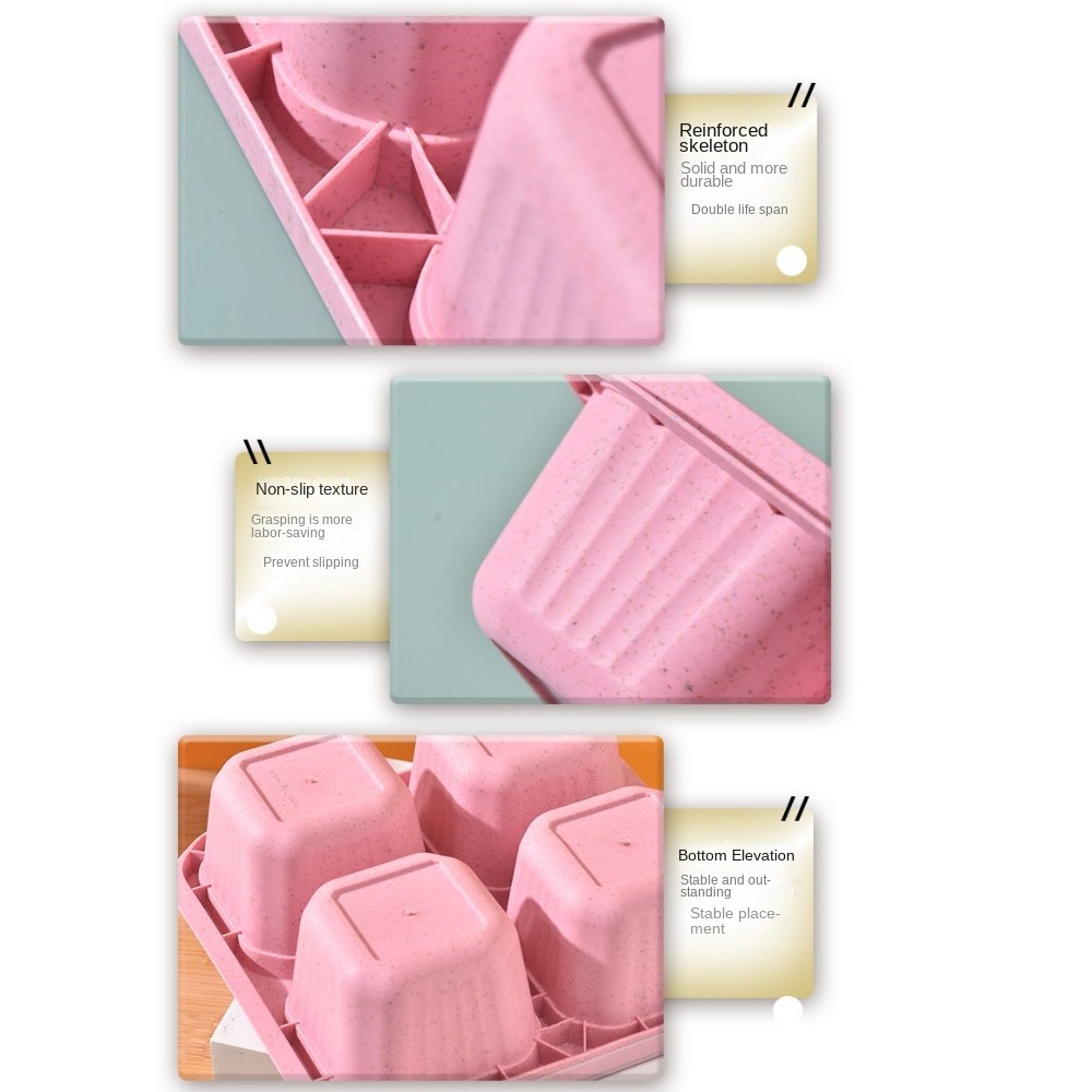 1pc Reusable Wheat Straw 4 Com - огляд і ціна Food Storage With Compartments