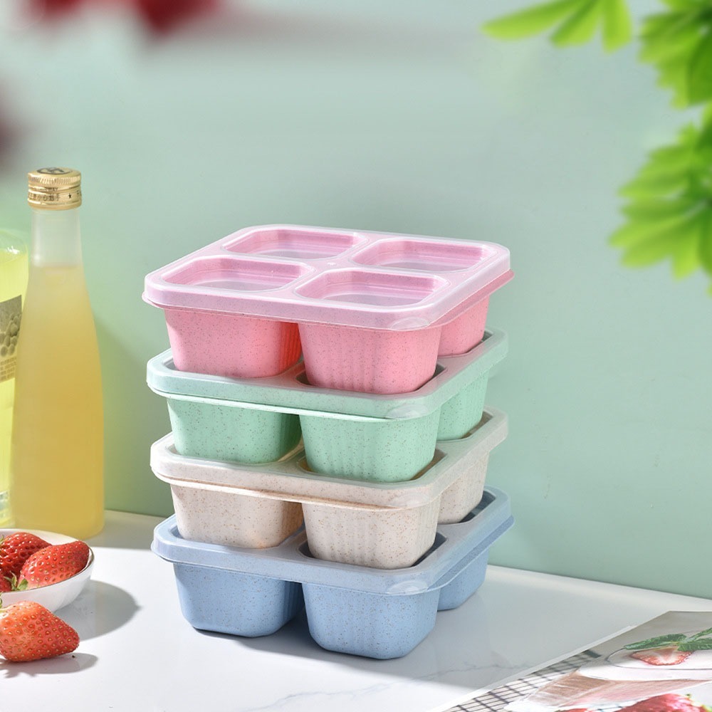 1pc Reusable Wheat Straw 4 Com - огляд і ціна Food Storage With Compartments