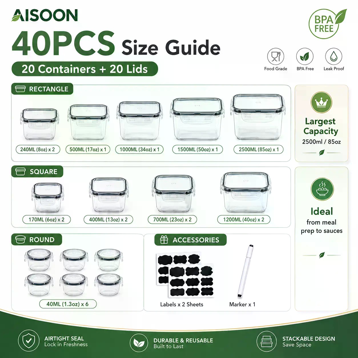 40 PCS Extra Large 85oz Silico - огляд і ціна Food Storage And Preservation