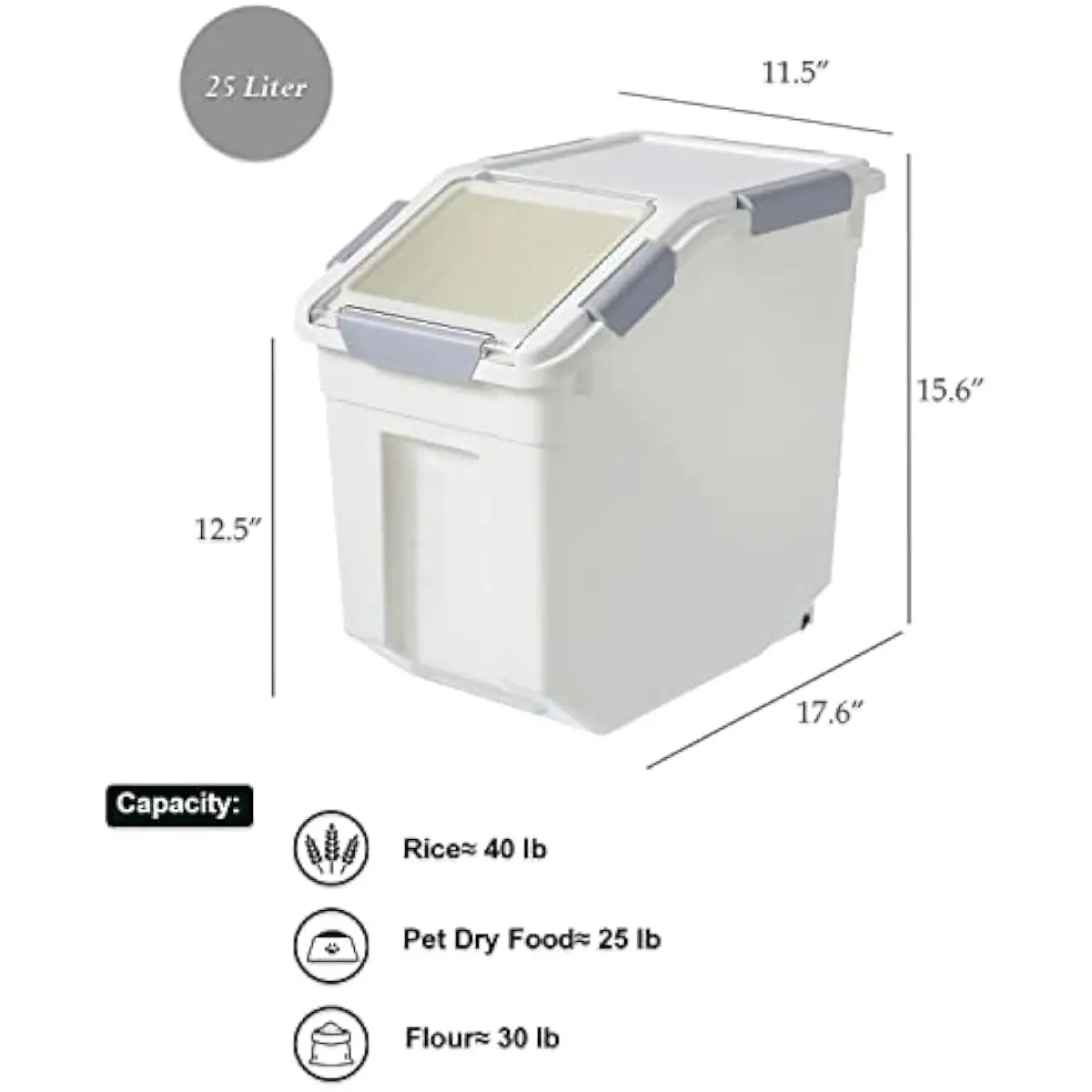 25L Airtight Food Storage Bin  - огляд і ціна Food Storage With Wheels