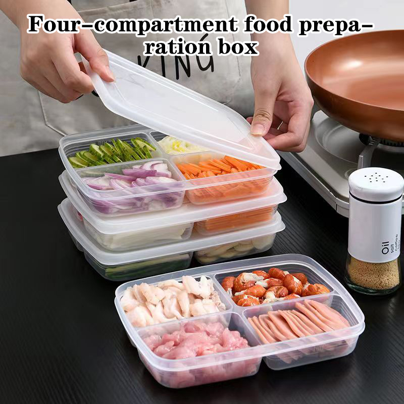 New【4 Grids Plastic Storage Bo - огляд і ціна Food Storage With Compartments