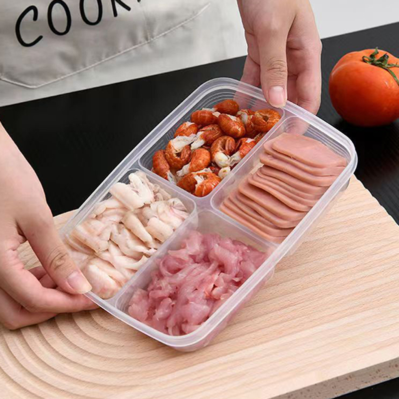 New【4 Grids Plastic Storage Bo - огляд і ціна Food Storage With Compartments